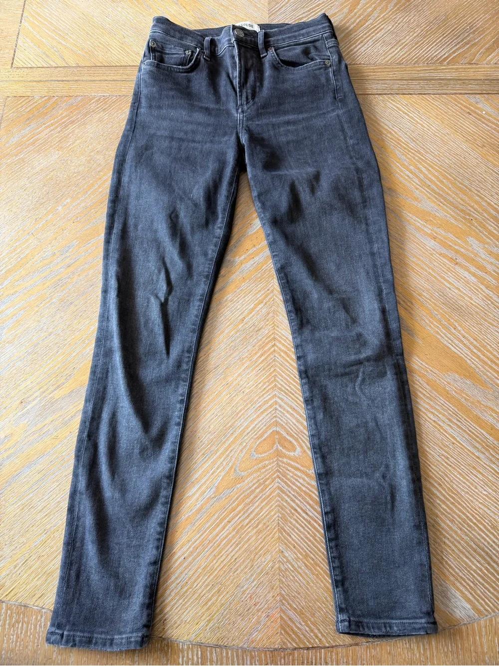 AGOLDE Sophie High Rise Skinny Jeans Size 25 Washed Black Stretch